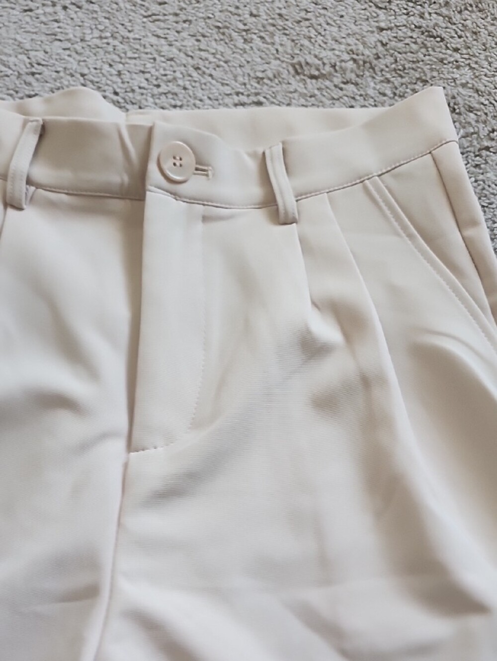 High-Rise Cream Straight-Leg Trousers - Picture 3 of 8